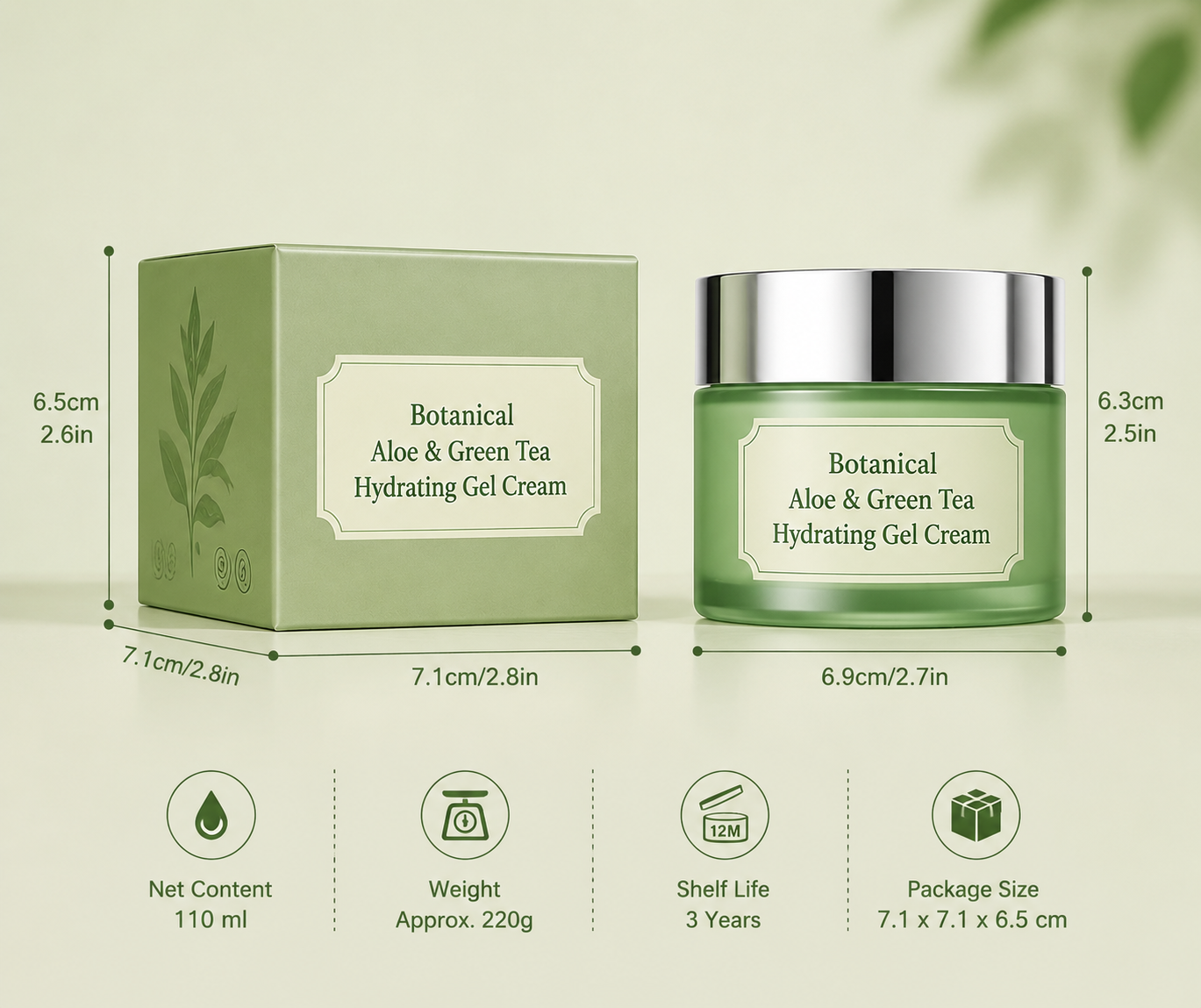 Botanisches Aloe- & Grüner-Tee-Feuchtigkeitsgel-Creme