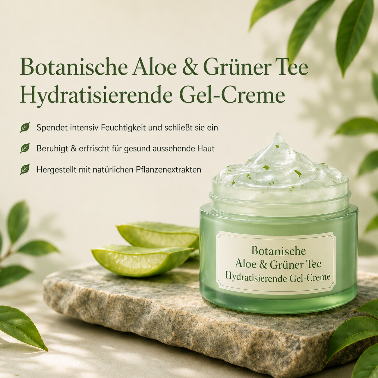 Botanisches Aloe- & Grüner-Tee-Feuchtigkeitsgel-Creme